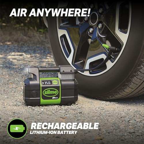 Slime Cordless Pro Power Digital Tire Inflator - Portable Air Compressor with Auto Shut-Off