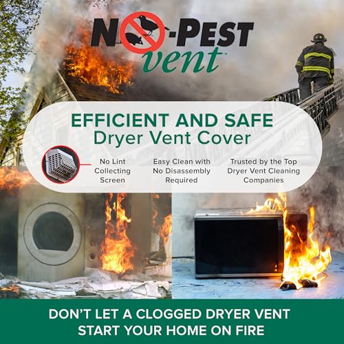 No-Pest Vent 4” Dual-Door Outdoor Dryer Vent Cover - UV-Resistant Plastic, Made in USA, White (No Collar)