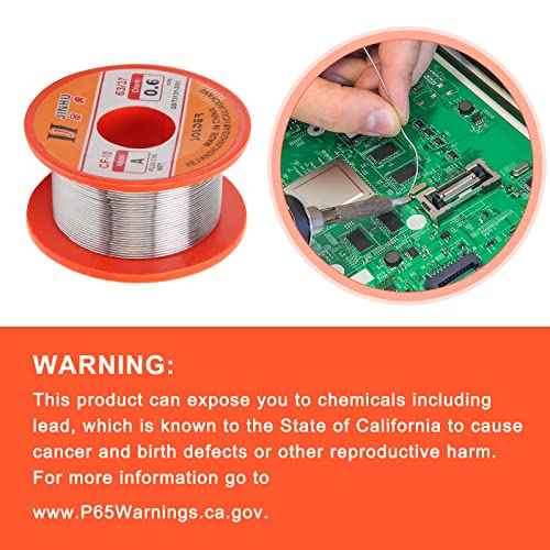 AHIER Solder Tip Cleaner+ Soldering Rosin Flux Paste(0.35 oz / 10 g)+ 60/40 Tin Lead Rosin Core Solder Wire(1.76 oz / 50 g) + 3pcs Replacement Brass Pads, 6 PCS Solder Iron Welding Tool Set