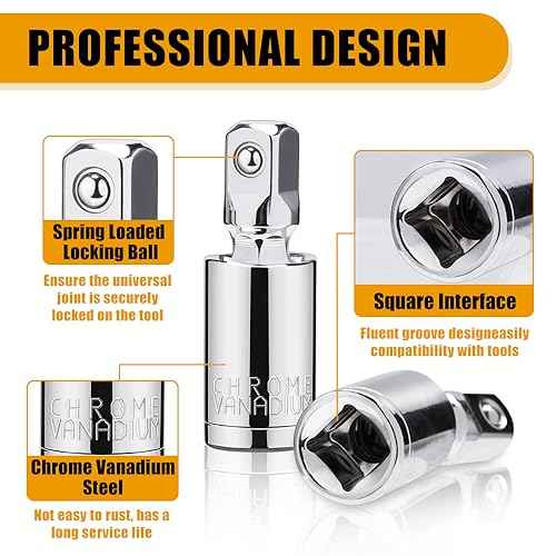 3PCS Universal Joint Socket Set, 1/4¡± 3/8¡± 1/2¡± Drive Swivel Socket Adapter Set, Premium Chrome Vanadium Steel Universal Joint Socket Adapter Suitable for Narrow Spaces- Tiosamd
