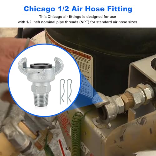 Air Hose Fitting Replacement Chicago Air Fitting 1/2, NPT Male End Chicago Air Fitting, 0.5" Iron 2 Lug Universal Coupling
