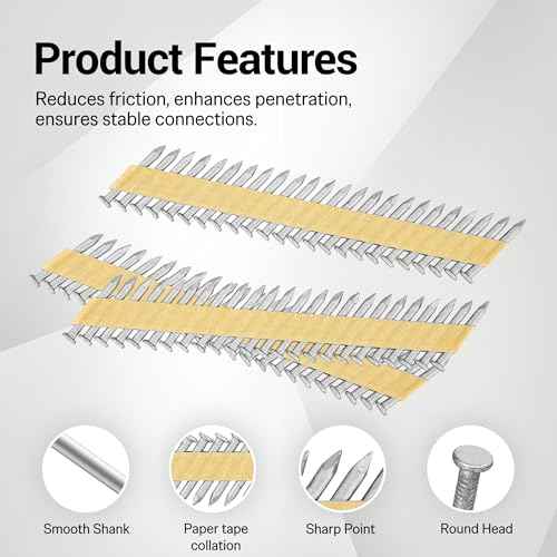 meite Metal Connector Nails, 1-1/2 Inch x .148 Inch Joist Hanger Nails, 35 Degree, Galvanized, Paper Tape Collated, Smooth Shank Framing Nails for Metal Connector Nailer (2,000 Counts)