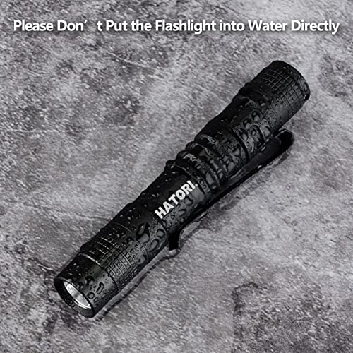 HATORI LED Mini Flashlight Pack - 3.55 Inch Black Tactical Pocket Light for Camping & Outdoor Use
