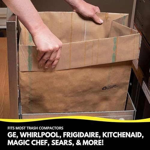 Kitchen Master 12 Pack Pre-Cuffed Compactor Bags, 15-Inch Universal Fit, Paper Liners