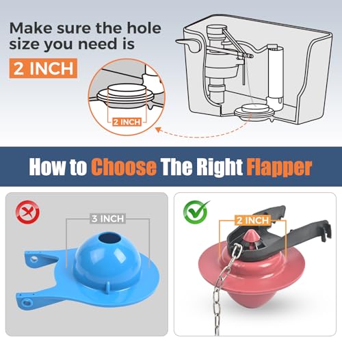 Teviora Red Toilet Repair Kit with Fill Valve & 2-Inch Flapper - Universal Compatibility