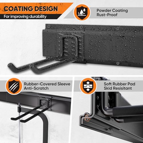 48-Inch Heavy Duty Wall Mount Garden Tool Organizer Rack with Adjustable Hooks