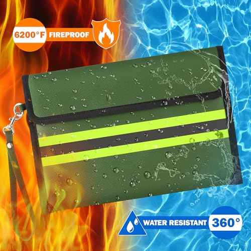 Fireproof Waterproof Document Bag - 6200¡ÆF Water Resistant Fire Proof Money Bag, 9 Layers of Heat Insulated Storage with Zipper and Lock, 14.1"x11" Portable Files Safe Pouch for Cash Passport