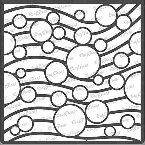 CrafTreat Reusable Geometric Stencils for Painting on Wood, Wall, Tile, Canvas, Paper and Floor - Circles on Waves - 6x6 Inches - DIY Art and Craft Stencils - Circle Stencil Template - Wave Stencil