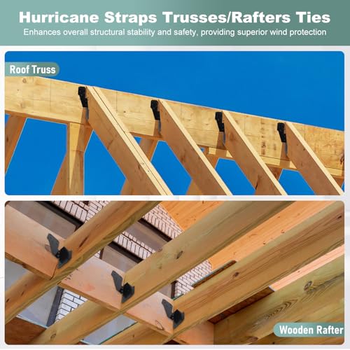 Mixiflor 30 Pack Heavy Duty Hurricane Ties with Black Powder-Coated for Wood Structures