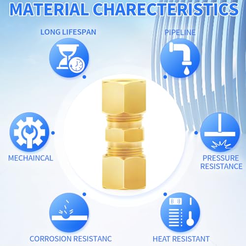 ChillWaves Brass Compression Tube Fitting 3/8" OD x 3/8" OD - Pack of 10
