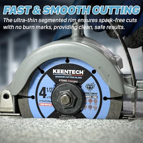 KEENTECH Segmented Diamond Saw Blade 4-1/2 inch, for Smooth Cutting Concrete Marble Granite Brick Masonry, Diamond Blade for Angle Grinder, 4.5" Dry or Wet Cutting Concrete Saw Blades (2-Pack)