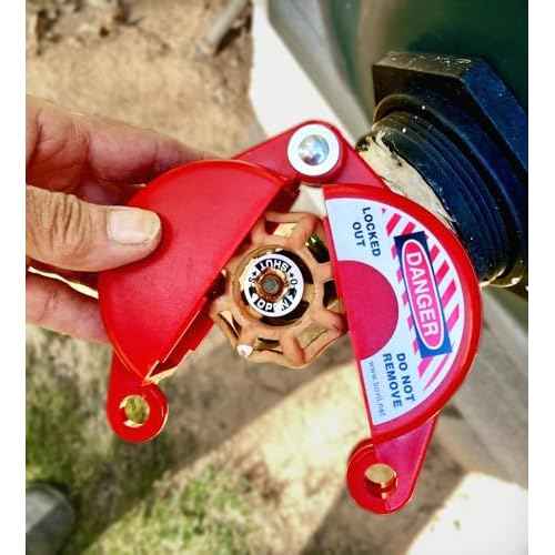 Outdoor Faucet Lock with Safety Padlock, 1set, ABS Plastic Red Secure Lock Device for Hose Bib/Hose Spigot/Propane Tank, Gate Valve Lockout for 1 to 2-3/4 in Dia Valve Handles, 3011£«1001