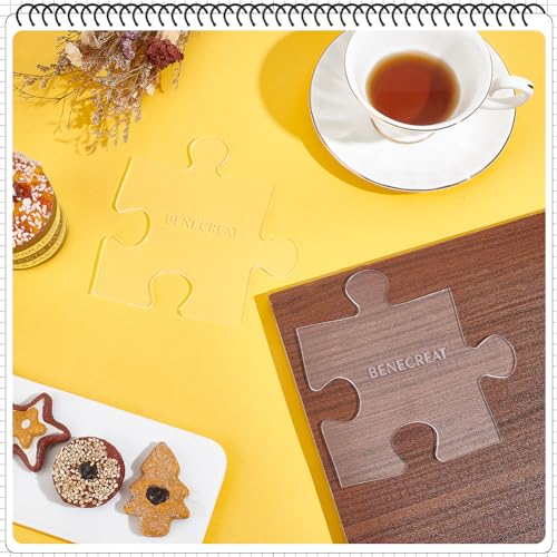 BENECREAT 2pcs Acrylic Puzzle Router Template, 5.5x5.5inch Acrylic Handle Cutting Board Serving Board Router Template for Charcuterie Home Kitchen Cutting Board Handle, 4mm Thick