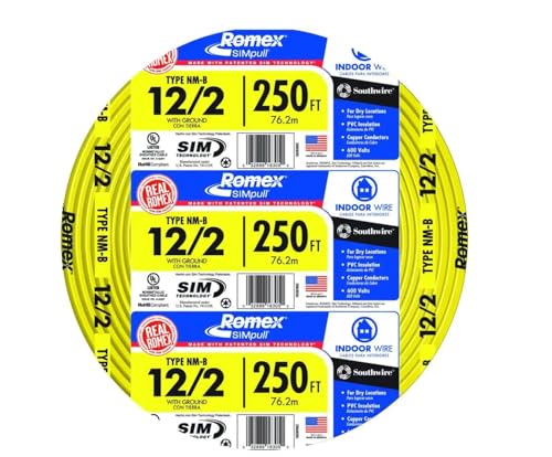 Southwire 12-2 NM-B Wire, 250 ft, Copper, Yellow, Residential Wiring