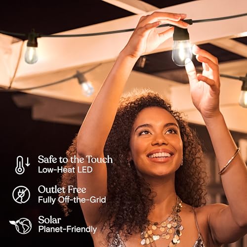 Brightech Ambience Pro Solar String Lights 27ft - Waterproof Outdoor Edison LED