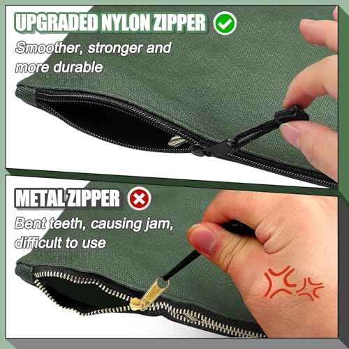 ANPHSIN 6 Pack Canvas Tool Bags Pouches - 11.2''x 7'' Heavy Duty Zipper Pouch Set, Multipurpose Small Tools Storage Organizer with Dependable Zipper
