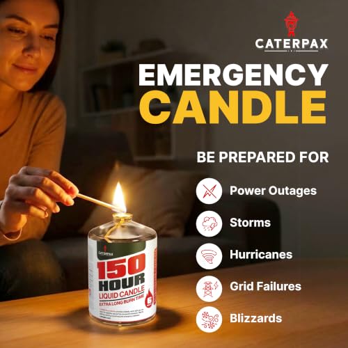 CATERPAX 6 Pack Emergency Candles 150 Hour Long Burn Power Outage Survival Light