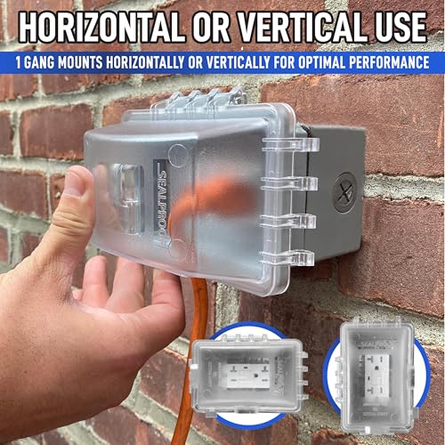 Sealproof 1-Gang Weatherproof Exterior Outlet Cover & Box Kit - Lockable, Horizontal/Vertical Use