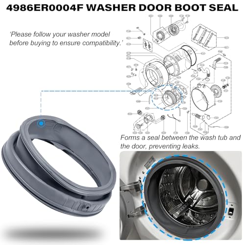 FHRHRY 4986ER0004F LG/Kenmore Washer Door Boot Seal Gasket Bellow Diaphragm