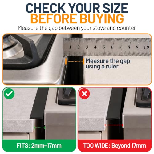 Linda’s Essentials Adjustable Stainless Steel Stove Gap Covers 13.8–27.5 in (2 Pack) Black