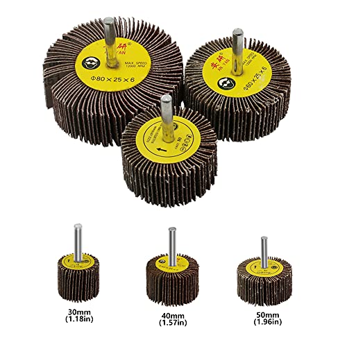6 Pack Flap Wheel Sander Set with 1/4'' Shank 3 Size 80 Grits Abrasive Sanding Flap Wheels for Die Grinder Power Rotary Tool Flex Shaft Grinders Polishing Rust Weld Burr Removing Coat Paint