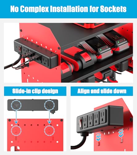 CCCEI Red Modular Power Tool Wall Organizer with Charging Station - 1 Pack