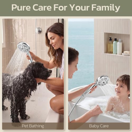 JDO High-Pressure Handheld Shower Head with 6 Modes, 4.7 Inch Chrome
