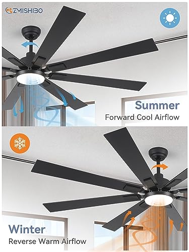 ZMISHIBO 72-Inch Ceiling Fan with Lights, Black & Walnut Finish, Remote Control