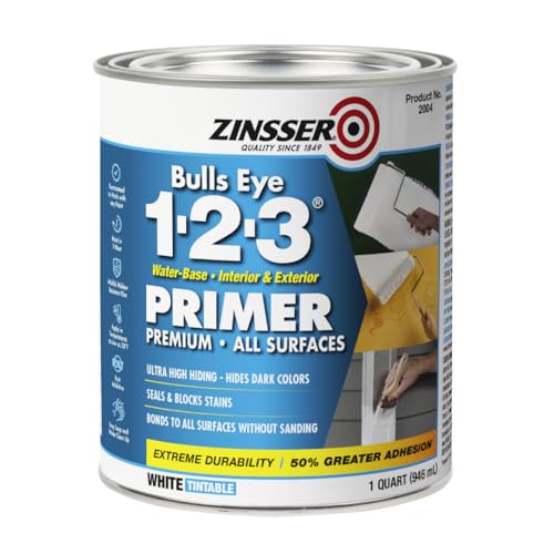 Zinsser Bulls Eye 1-2-3 Water-Based Primer & Sealer, White, Quart