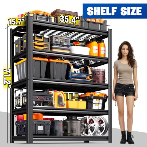 AOAORGG Heavy Duty Metal Garage Shelving Unit 71.2"H x 35.4"W x 16"D Adjustable Storage Shelves