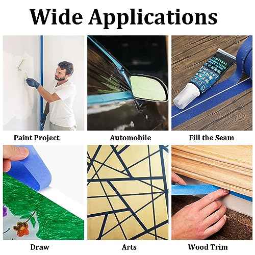 Masking Tape 0.94 inches x 66 feet, 6 Pack Multi-Surface Blue Painters Masking Tape Paint Tapes for Painting, Decorations, Crafts, Arts, Labeling, Indoor and Outdoor Use, Medium Adhesion