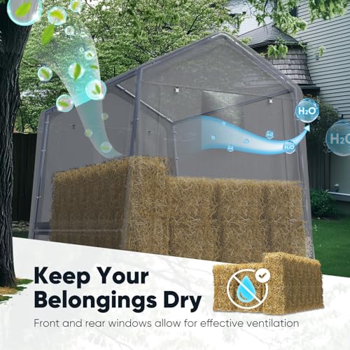 Quictent 6x8FT Waterproof Outdoor Storage Shed with Roll-up Doors & Ventilation