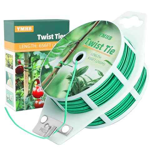 YMHB Twist Ties, 656Feet (200m) Green Garden Plant Ties with Cutter, Green Twist Ties for Gardening Tomatoes Vines Tie Garden Ties, Plant Support and Office Home Cable Organizing