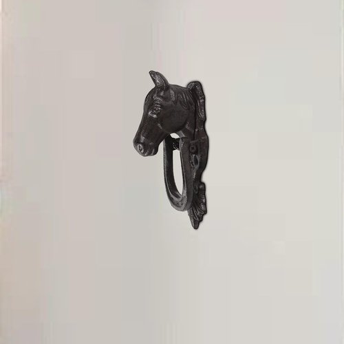 BRASSTAR Cast Iron Door Knocker, Horse Head Shape, Antique Heavy Duty Door Knocker for Front Door Garden Wooden House Farmhouse Barn TQGJPT357