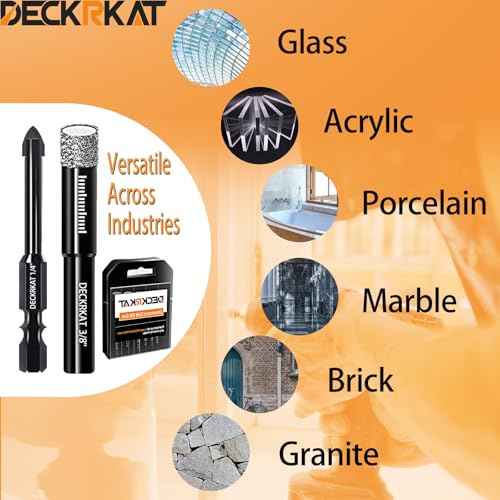 DECKRKAT 7-Piece Dry Diamond Drill Bits & Carbide Tile Drill Bit Set for Tile,Ceramic,Marble,Porcelain,Glass & Granite- 3/16", 1/4" (x2), 5/16", 3/8", 1/2" + 1/4" Masonry Bit