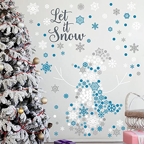 Zonon 15 Sheets Christmas Snowflakes Wall Decals - Silver and Winter Theme Stickers - Let It Snow Home Decoration for Party, 3 Colors
