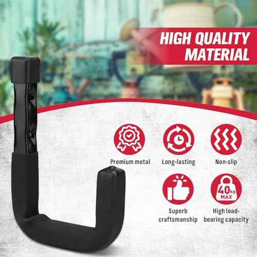 SEDY 6-Piece Heavy Duty Garage Storage Hooks, Wall Mount J Utility Hooks Holds 88 LB, Large Metal Utility, Garage Storage Ladders for Bikes, Garden Tools