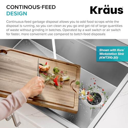 KRAUS 1/2 HP Continuous Feed Garbage Disposal with Quiet Motor & Power Cord