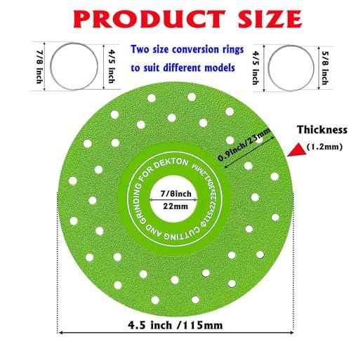 2 pcs Glass Cutting Disc for Angle Grinder, Rock Slab Grinding Disc and Multi-Pore Flat Cutting Blades, 4.5 Inch &1.2mm Thin, for Cutting and Grinding Glass Ceramic Tile Granite Marble Diamond