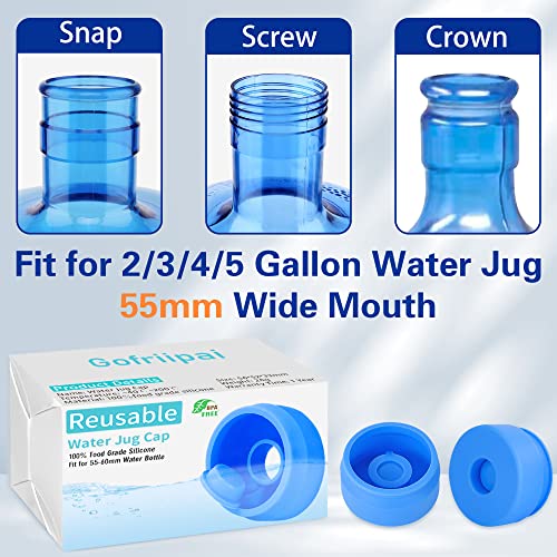 Gofriipai 3 Gallon Water Jug Cap - Reusable Silicone Leak-Proof Bottle Lid