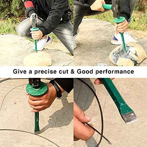 Masonry Chisel With Hand Guard, 12 inches Heavy Duty Flat End Rock Concrete Mortar Stone Chisel for Demolishing Carving Splitting Breaking Hounding