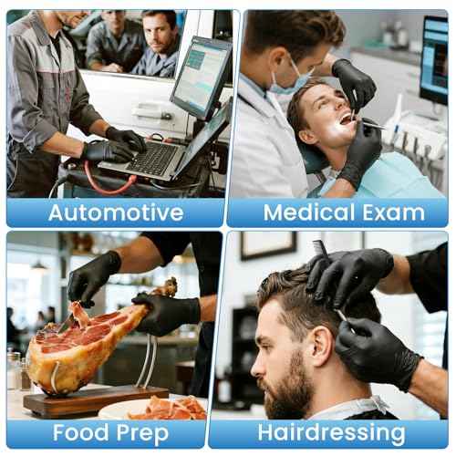 Borje Nitrile Gloves Large, 6 Mil 100 Count Disposable Gloves, Black, Latex & Powder-Free, Medical Exam, Food Safe, Cooking, Mechanic, Automotive