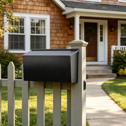 KYODOLED Large Wall Mount Mailbox Black-01 Galvanized Steel, Weather-Resistant