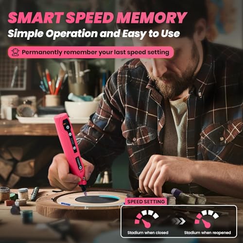 HARDELL Pink Mini Cordless Rotary Tool, Engrave Sand Drill for DIY Projects