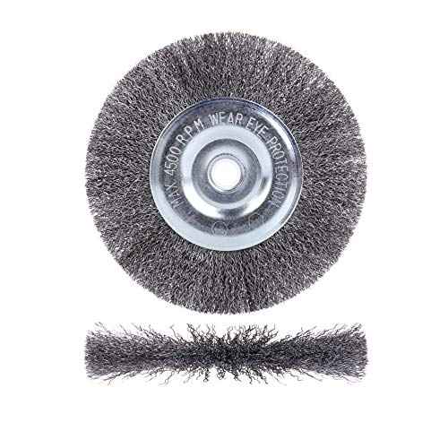 6 inch Wire Wheel for Bench Grinder,Coarse Crimped Wire 0.012-Inch with 1/2'' and 5/8'' Arbor Hole,1PC