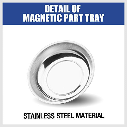 HORUSDY 3-Piece Magnetic Parts Tray Set - Round Stainless Steel Organizer