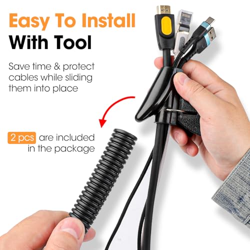 YesBes 120 ft Black Split Wire Loom 1/2 Inch Conduit for Electrical & Automotive