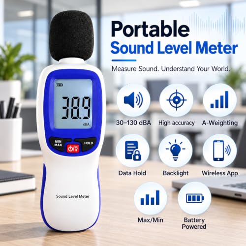 Landtek Bluetooth Decibel Meter with Data Logging 30-130 dB Portable Sound Level