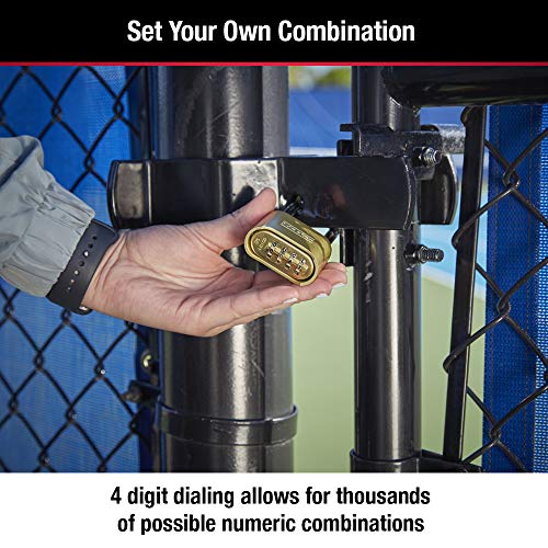 Master Lock Combination Padlock 175DLH Outdoor Brass Long Shackle 4 Digit