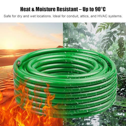 Green 8AWG THHN Stranded Bare Copper Grounding Wire 100FT - Electrical Building Wire